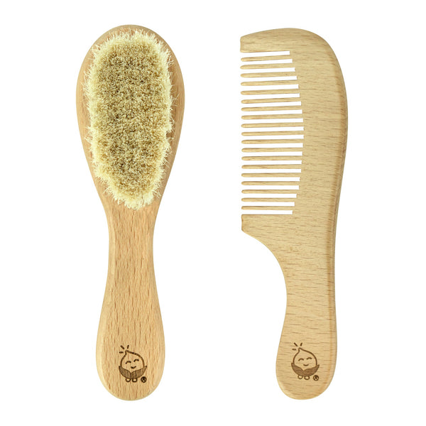 Green Sprouts gentle baby brush & comb set - soft bristles, wooden comb, detangle, newborn & toddler. Natural, safe, bpa-free. Sweet baby shower gift! Shop now & nurture with love.