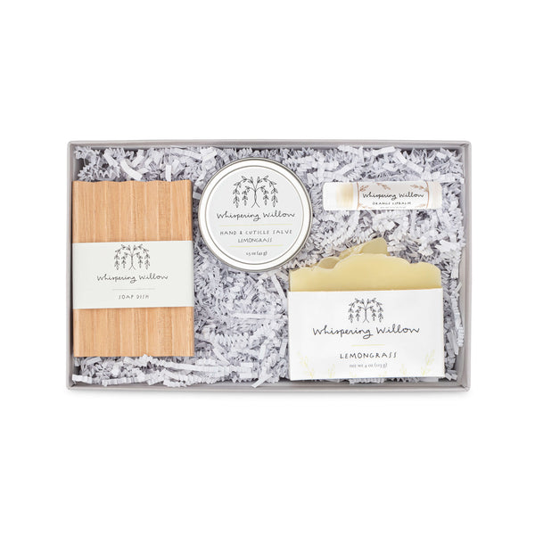 Whispering Willow Lemongrass Self-Care Gift Box: Uplift & Energize with Organic Skincare (3 Scents)