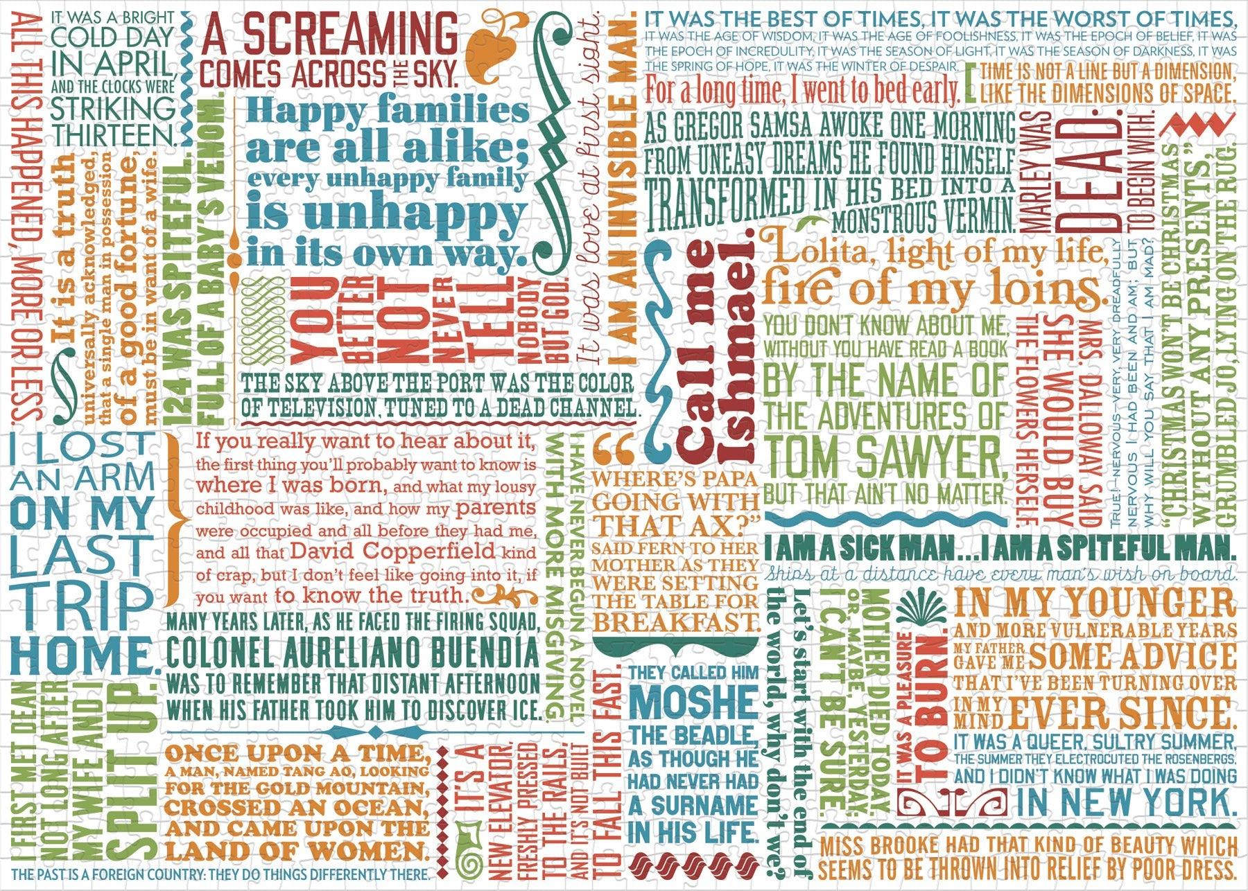 First Lines of Literature Puzzle: 1000 Pieces of Classic Book Beginnings (90% Recycled Paper)