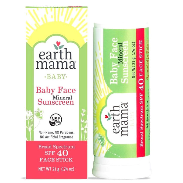 Baby Face Mineral Sunscreen Face Stick SPF 40 - Non-Toxic, Organic Earth Mama Organics