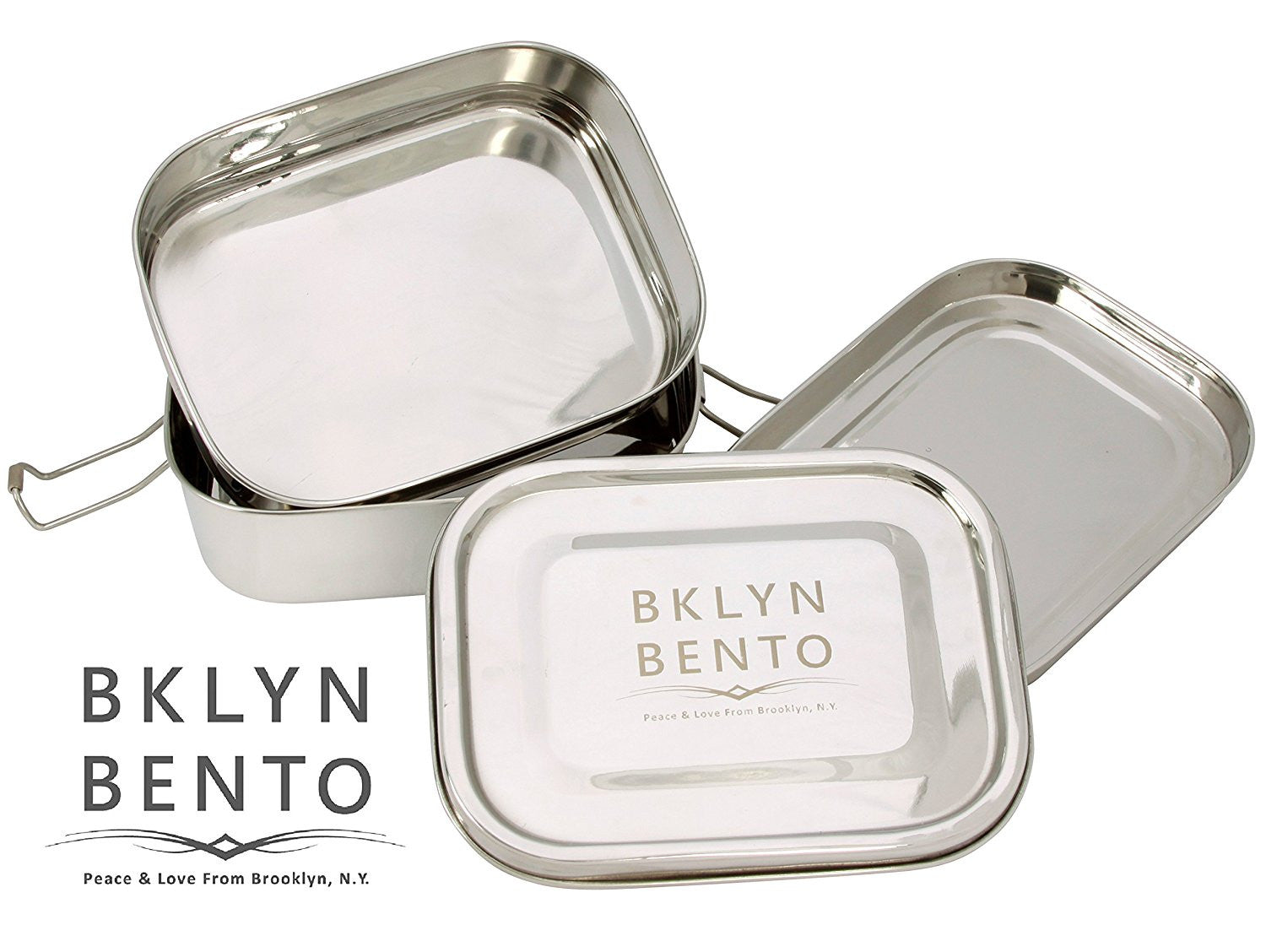 Bklyn Bento Box 100% Stainless Steel Lunch Box For Kids And Adults 3 in 1 - Metal Food Container
