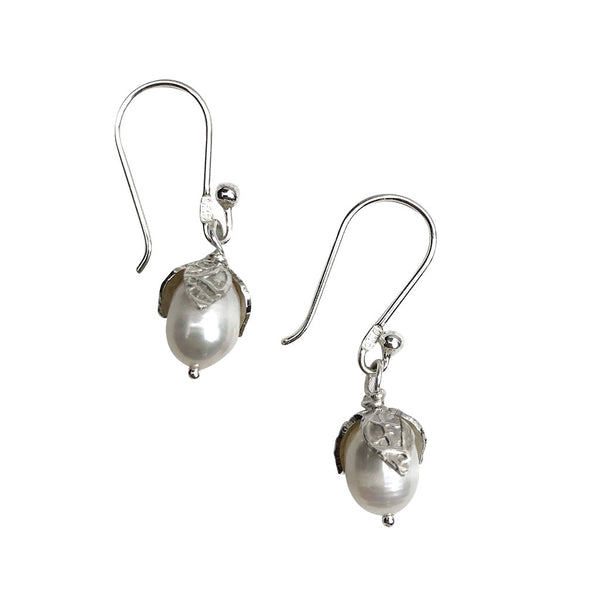 Elevate Your Elegance: Dainty Freshwater Pearl Teardrop Earrings (Handcrafted, Sterling Silver)