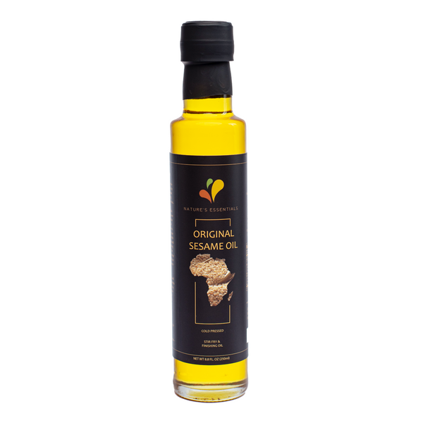 Discover 100% Pure Cold-Pressed Sesame Oil. Ethically sourced from women farmers in Ghana. Non-Bioengineered, rich in antioxidants. Perfect for cooking, salads, stir-fries. Healthy, sustainable, flavorful. Ideal foodie gift.