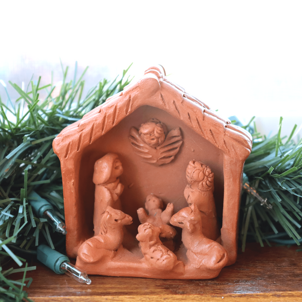 Upavim Crafts fair trade terracotta nativity scene set — a handmade Christmas gift and holiday display