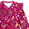 Close-up of ruffle shoulder detail and double zipper on the Woodland Dreams organic baby footie by Apple Park