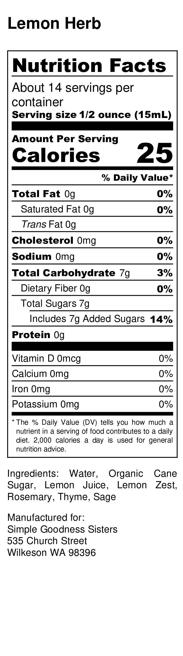 Herb Garden Syrup - Fresh, Local Herbs & Lemon for Cocktails & Desserts