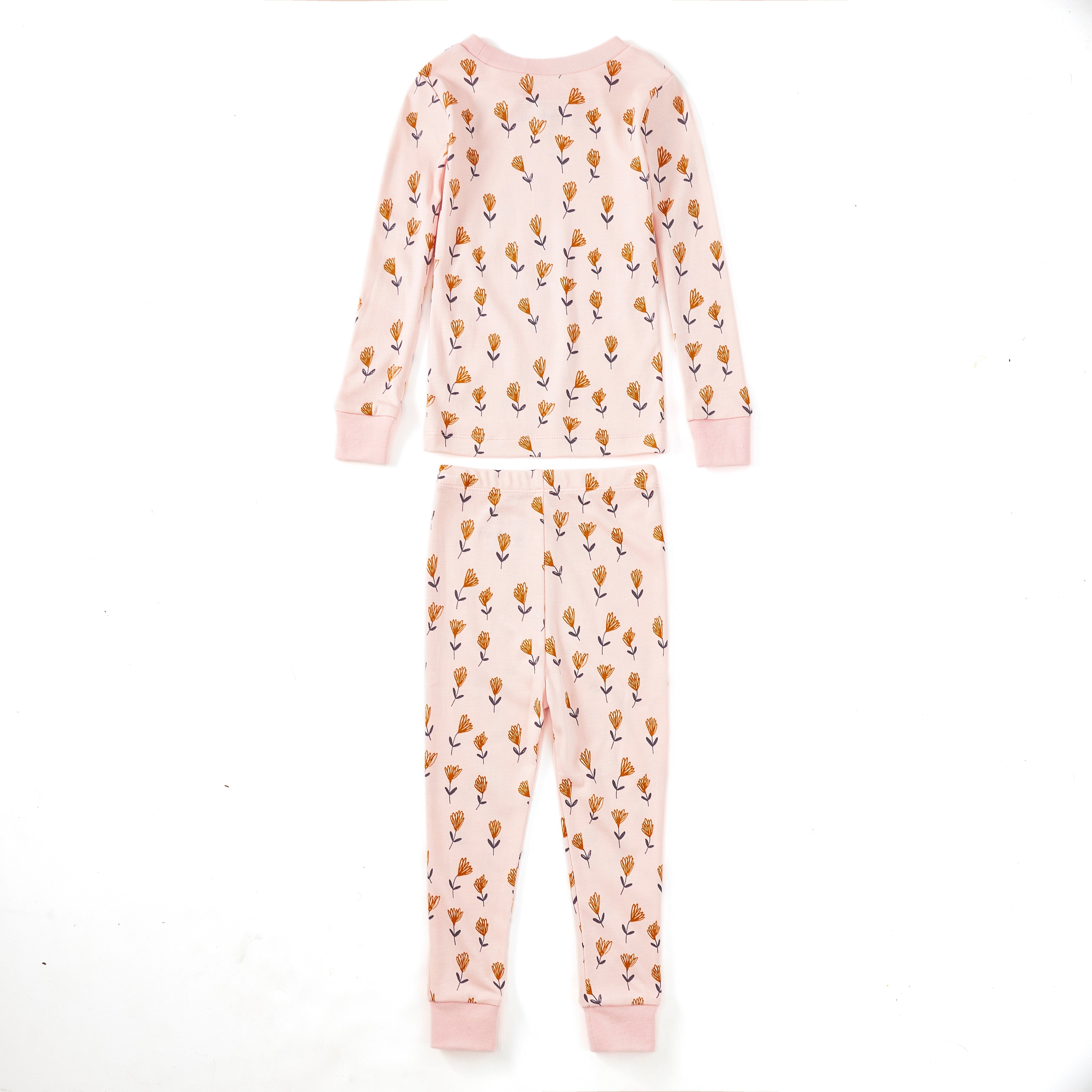 Wild at Heart bamboo blend kids pajama set — long-sleeve floral top and matching pants, front view
