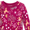 Close-up of Woodland Dreams kids pajama set showing ribbed cuffs and all-over enchanted woodland print on bamboo organic cotton fabric