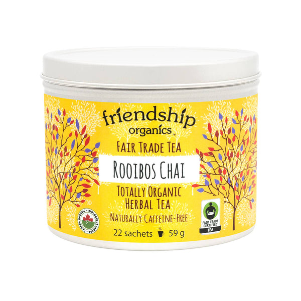 Rooibos Chai Herbal Tea recyclable tin packaging — eco-friendly Fair Trade tea gift idea