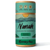 Green deodorant container with 'Nanah' branding on a white background. NANAH Rosemary natural deodorant — aluminum-free, 24-hour protection for excessive sweating. Magnesium, zinc ricinoleate & rosemary oil. Plastic-free. Shop now.