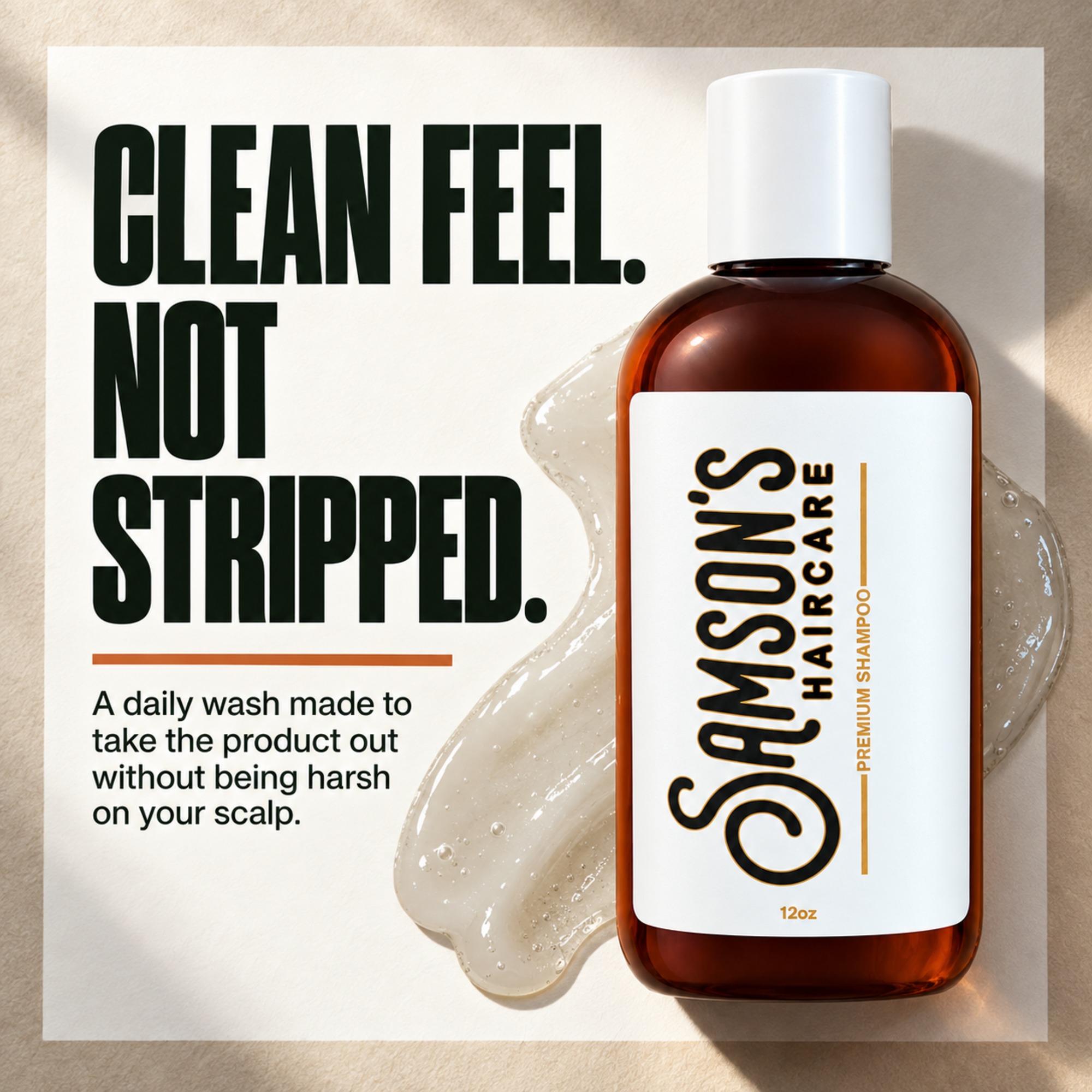 Samson's Daily Use Shampoo with Hemp Seed Oil & Vitamin E – 12 oz