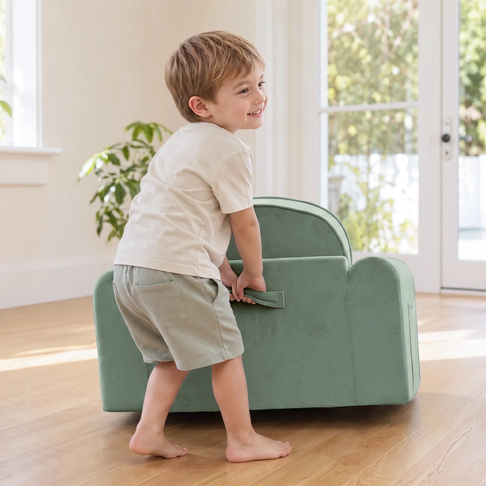 Tiny Land® GentleSnug Kids Sofa Chair - Fold-Out Toddler Lounger