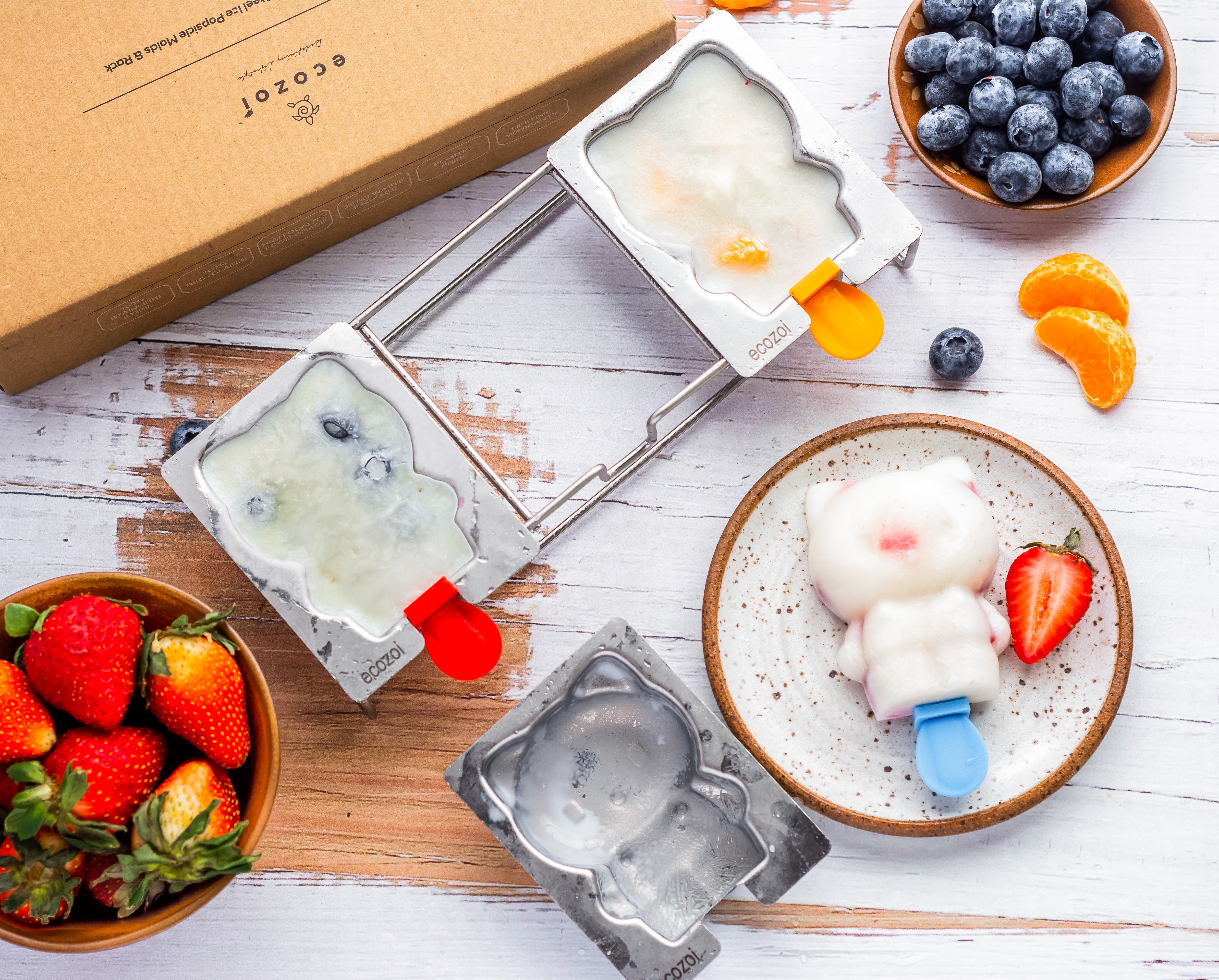 Stainless Steel Cat Popsicle Molds – 3-Pack with Reusable Steel Sticks | Plastic-Free & Eco-Friendly Ice Pop Maker