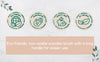 Set of eco-friendly product icons with a text box about an eco-friendly, low-waste wooden brush.