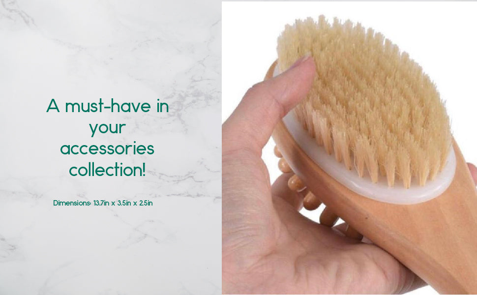 BeNat eco-friendly bath brush detail showing wooden handle and bristle head