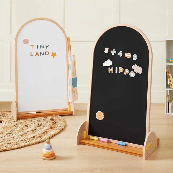 Tiny Land Double-Sided Magnetic Chalkboard Easel for Kids