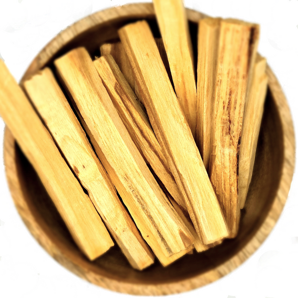 Wooden sticks in a wooden bowl on a white background