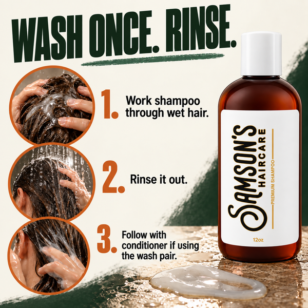Samson's Daily Use Shampoo with Hemp Seed Oil & Vitamin E – 12 oz