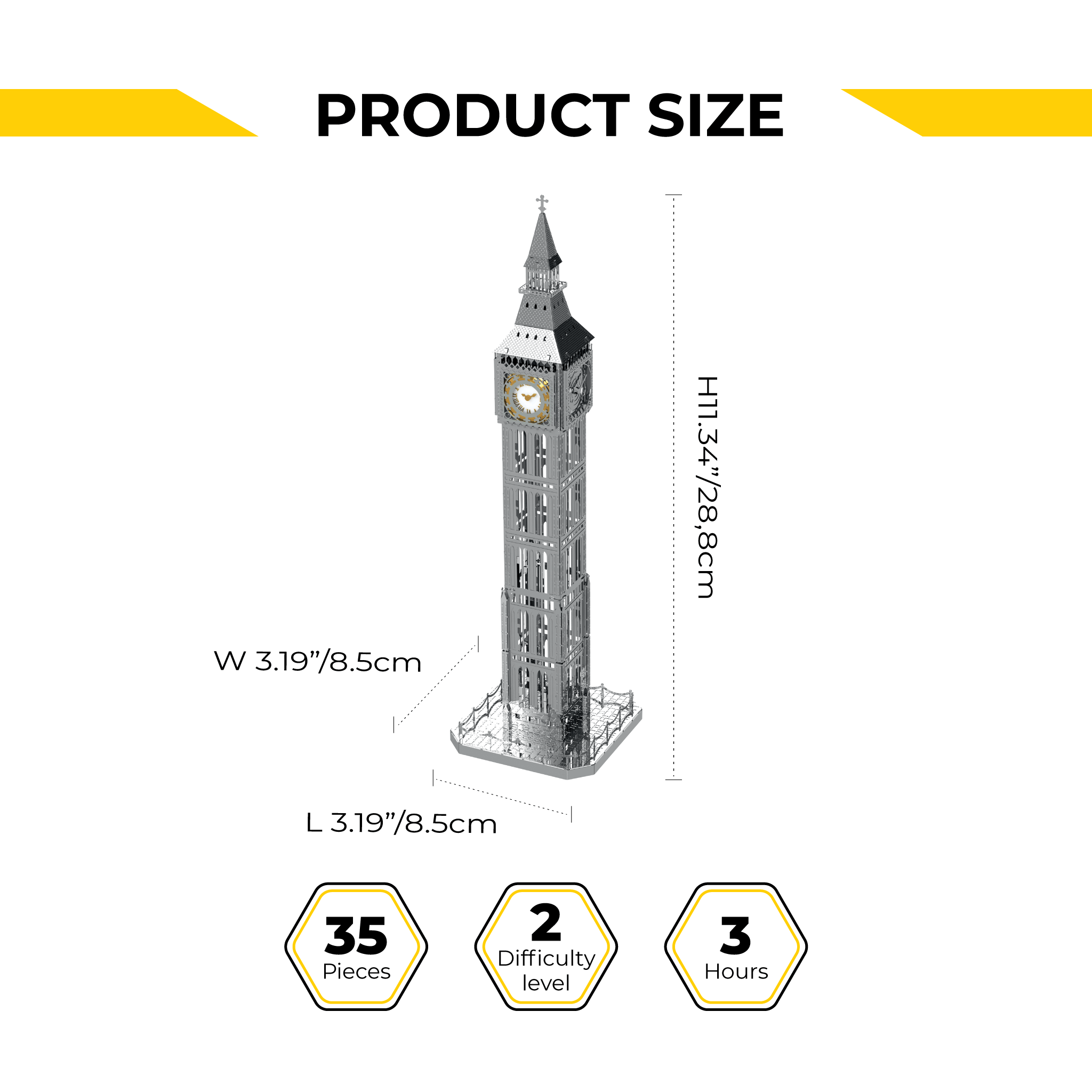 The Great Bell Clock Tower Electronic Metal Clock by Metal Time Workshop
