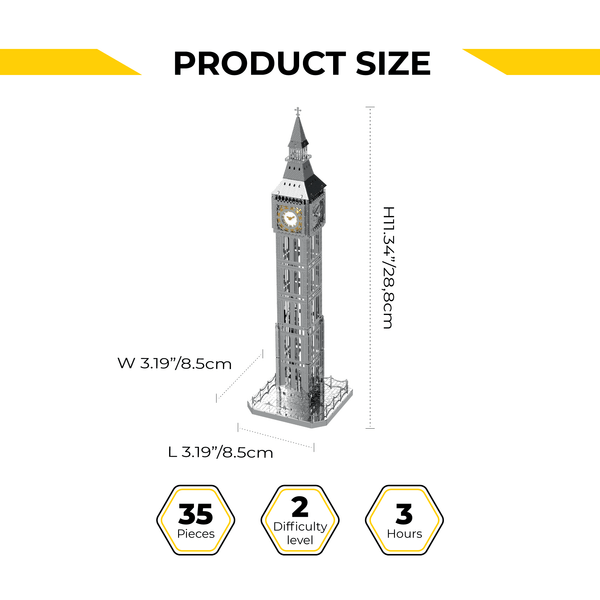 The Great Bell Clock Tower Electronic Metal Clock by Metal Time Workshop