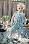 Baby wearing the Blooming Saguaro sleeveless romper with cactus print in bamboo organic cotton