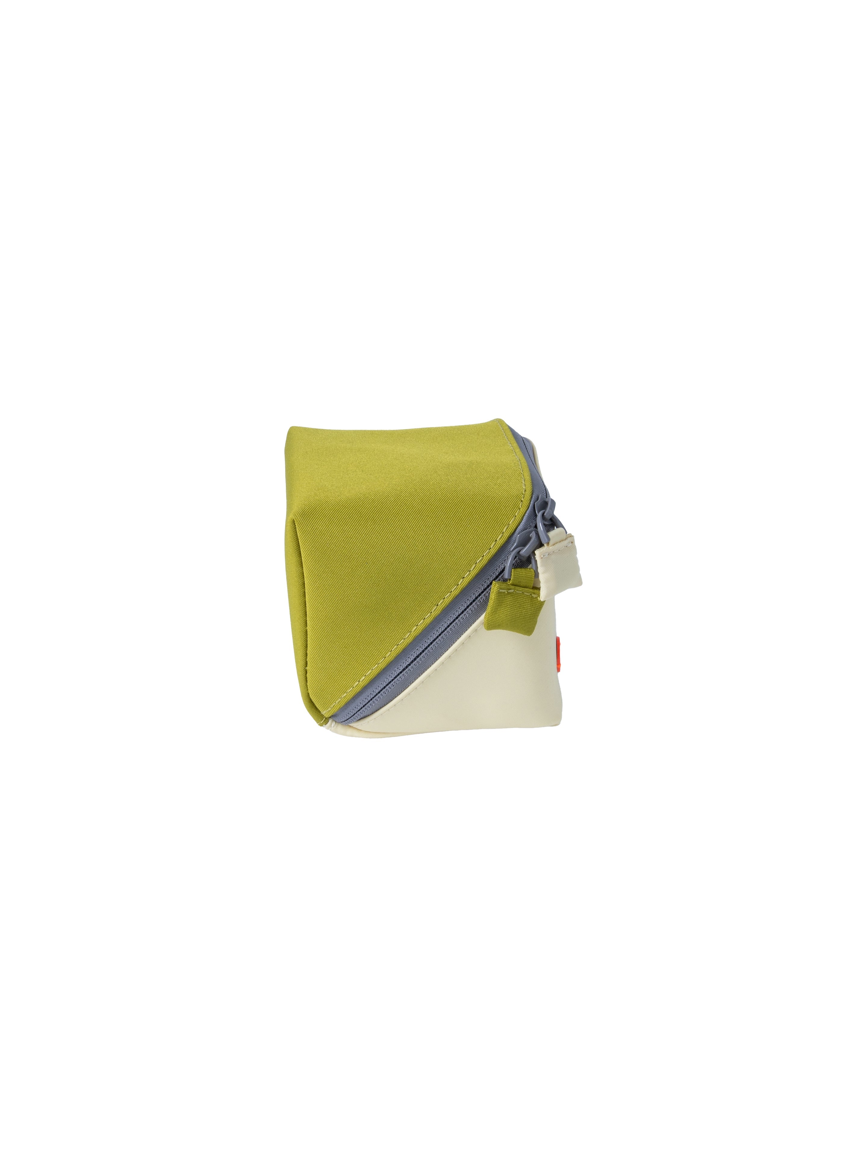 Foldable green and beige bag on a white background