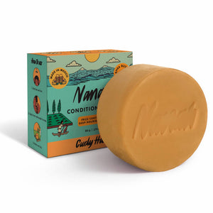 NANAH Curly Hair Conditioner Bar sulfate-free solid conditioner with branded packaging on a white background