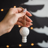 Handmade white porcelain hot air balloon Christmas ornament with jute hanging loop
