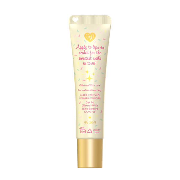 Glimmer Whip whipped lip balm tube showing heart-shaped applicator design