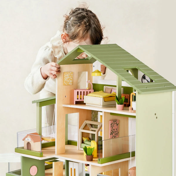 Tiny Land Sweetwood Edge green and pink wooden dollhouse set for children aged 3 and up