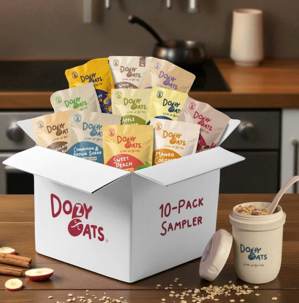 Dozy Oats 10-Pack Overnight Oats Sampler Box with reusable glass jar