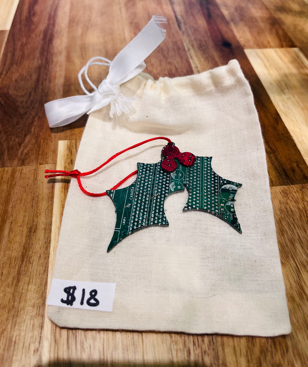 Ornements de circuits imprimés - Canne en sucre, couronne et houx