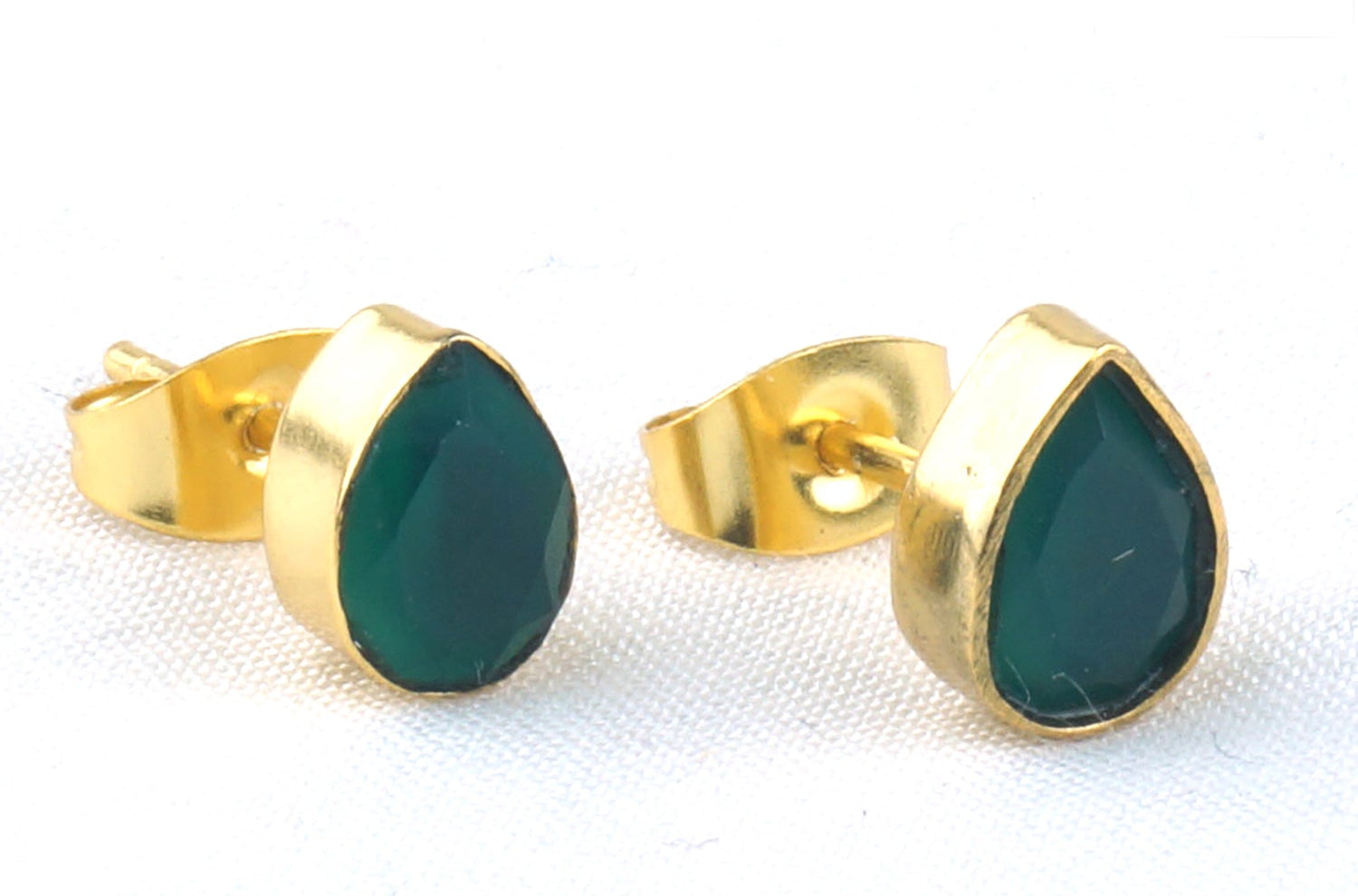 Faceted Teardrop Stud Earrings | Recycled Metal, Zircon Stone, Nickel-Free
