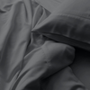Close-up of dark gray fabric with folds