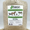 Bag of premium hemp animal bedding with a label on a white background