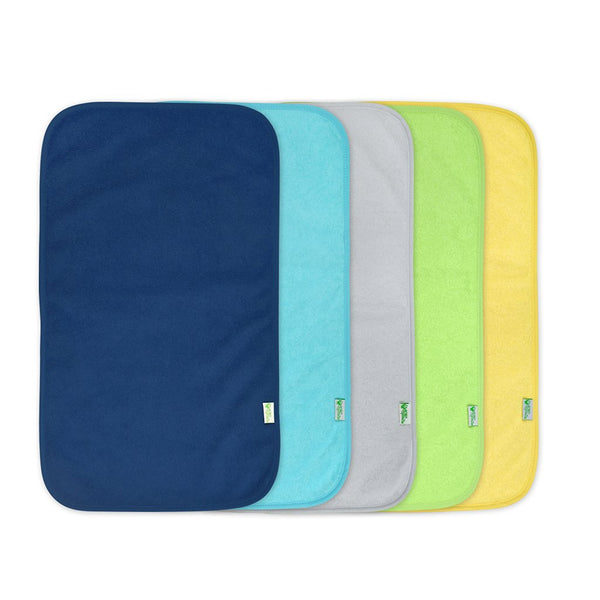 green sprouts Stay-Dry Burp Pads 5 pack in blue — soft, reusable baby burp cloths for newborns