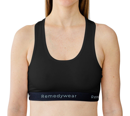 Close-up of Remedywear TENCEL fabric bra showing soft, skin-friendly construction for eczema