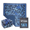 Flat lay of 35-inch Danni Ha furoshiki gift wrap by Wrappr, highlighting the full pattern design on recycled polyester fabric
