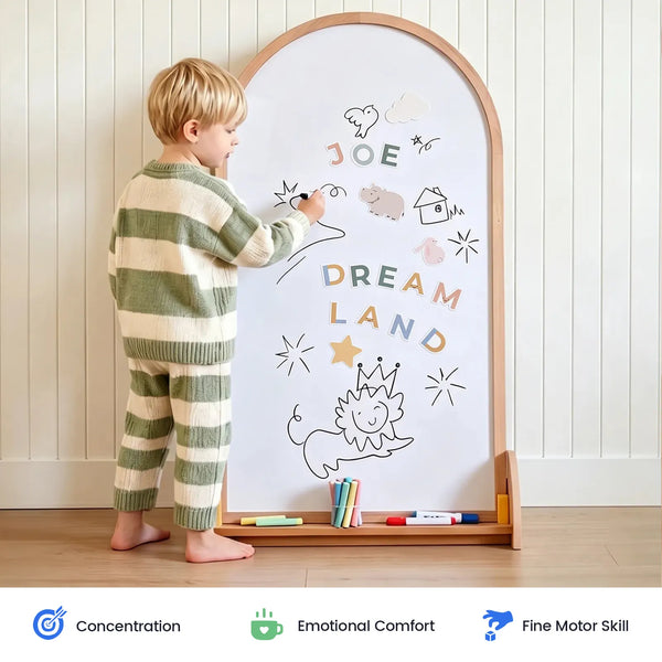 Tiny Land Double-Sided Magnetic Chalkboard Easel for Kids