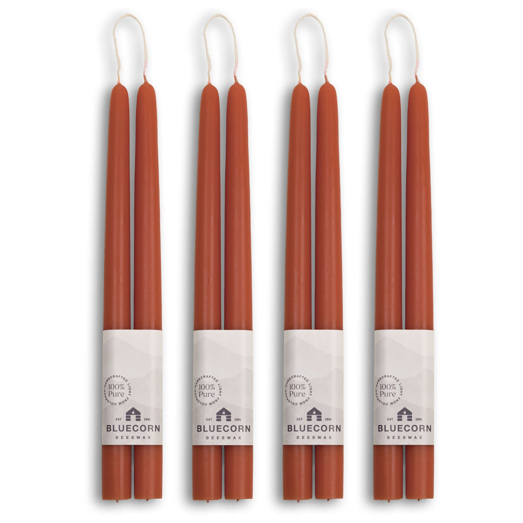 Pure Beeswax Taper Candles – Hand-Dipped Bulk 4-Pair Bundle