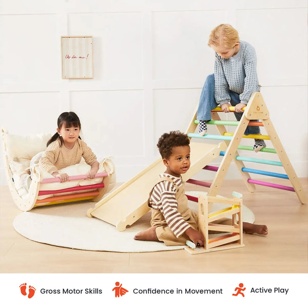 Tiny Land® 7-in-1 Montessori Climbing Set with Padded Play Mat