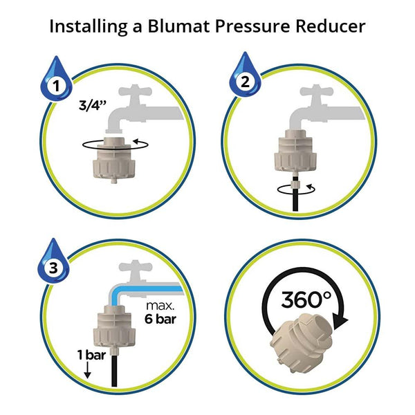 Blumat Pressure Reducer ABS plastic construction close-up detail