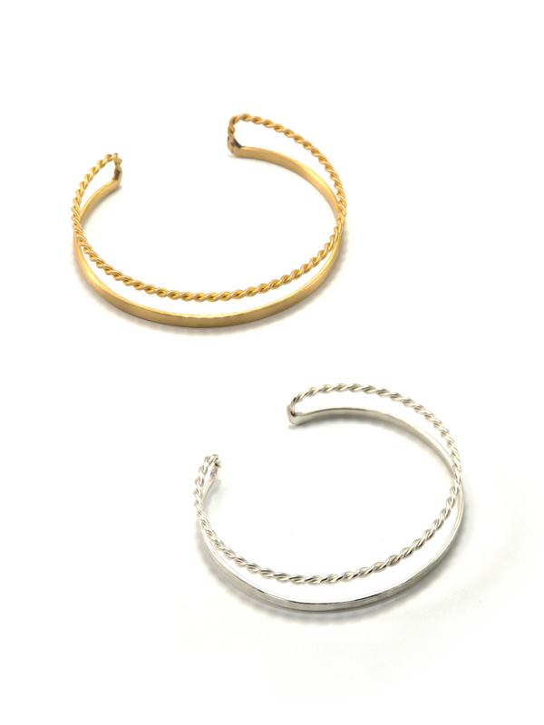 Fair Anita Twisted Cuff bracelet in silver-plated recycled metal, fully adjustable open cuff