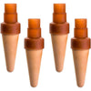 Set of four terracotta-colored plant markers on a white background