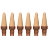Set of six beige and brown cone-shaped objects on a white background