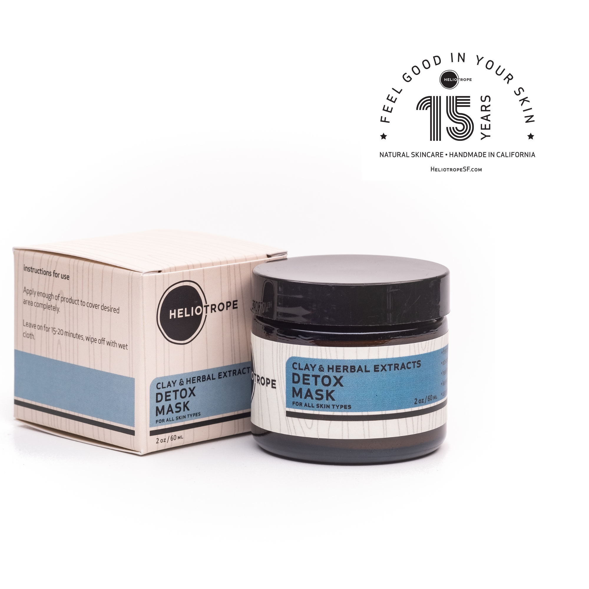 Heliotrope SF Clay and Herbal Extract Detox Face Mask in a 2 oz glass jar