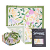 Floral gift wrap with a matching box and a 'Wrapper' brand label.