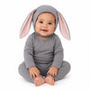 Baby Grey Bunny Halloween Costume pajama set with lop-eared bonnet and tail