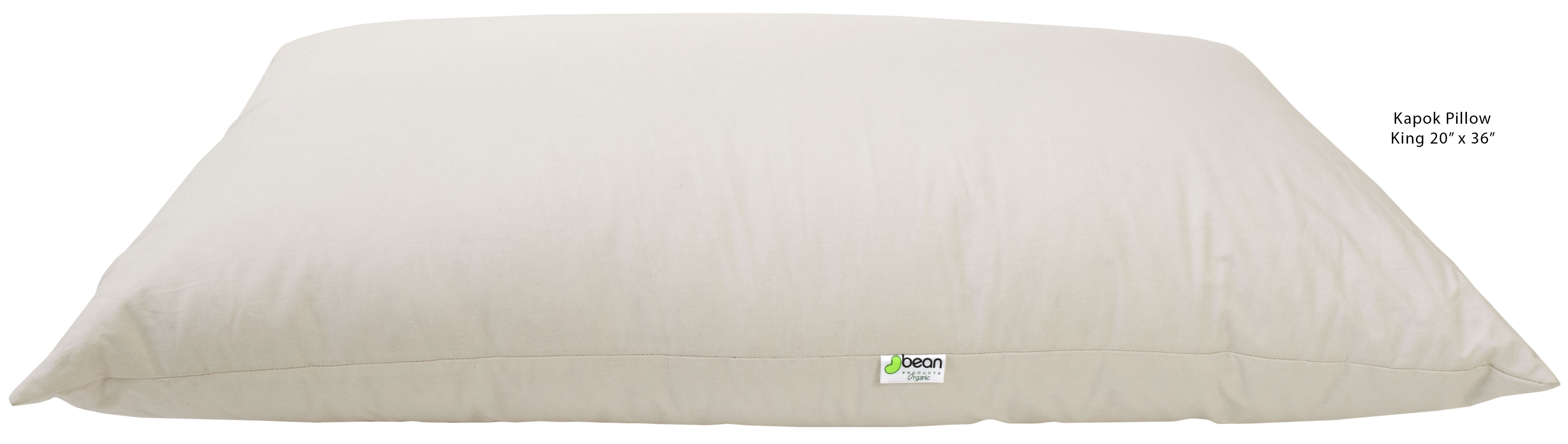 Organic Kapok Sleep Bed Pillows with 100% Organic Cotton Fabric - Plant Based Vegan