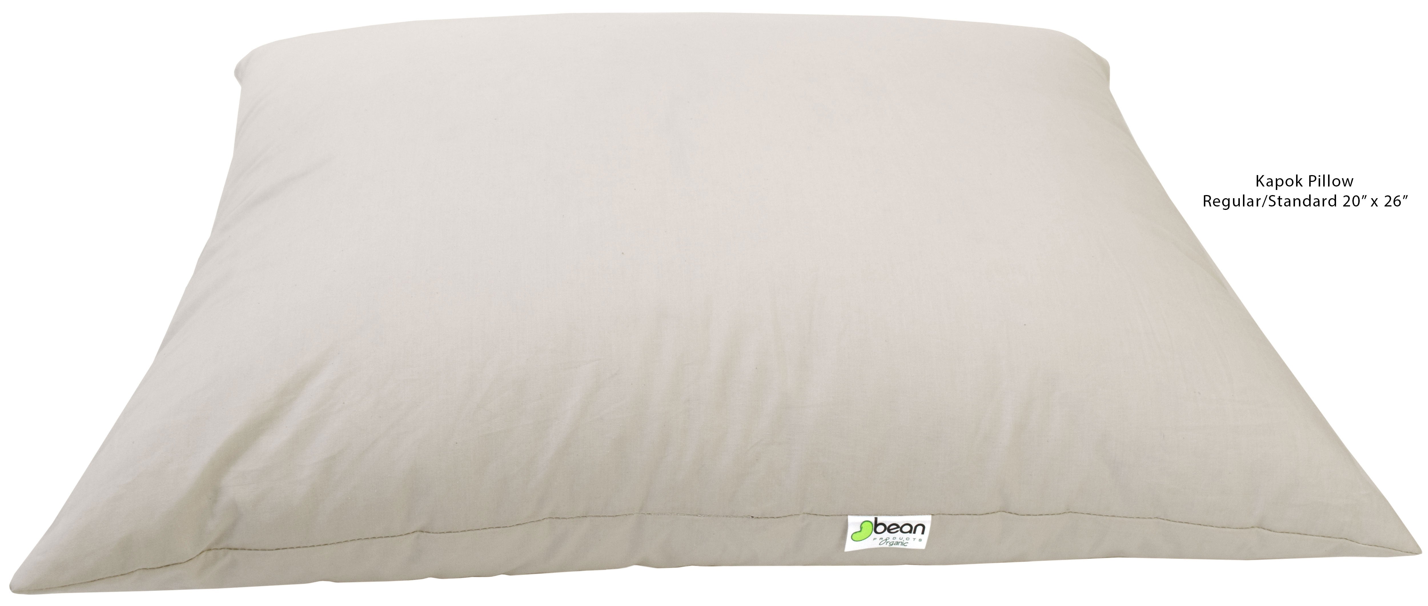 Organic Kapok Sleep Bed Pillows with 100% Organic Cotton Fabric - Plant Based Vegan